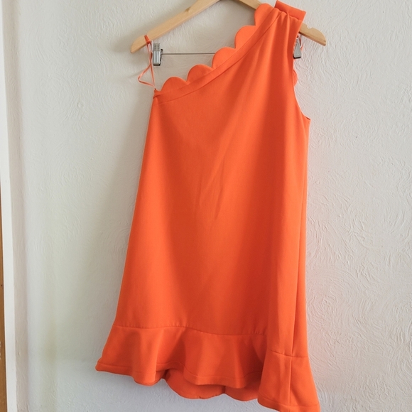 Victoria Beckham X‎ Target, Scalloped One Shoulder Dress, Orange, Size Small - Picture 4 of 12